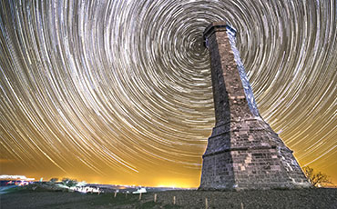 Hardy's Monument with star trails circling it's top